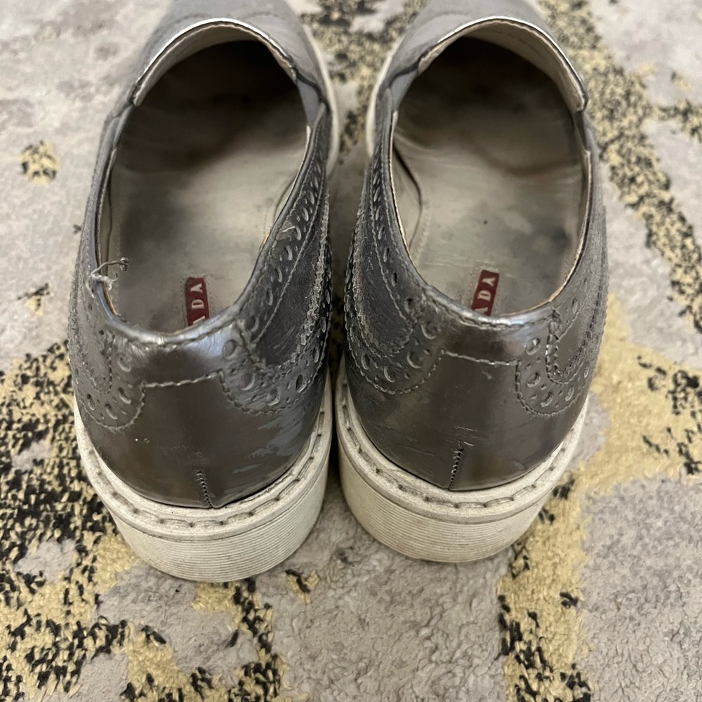 AUTHENTIC PRADA silver loafers - Picture 4 of 5